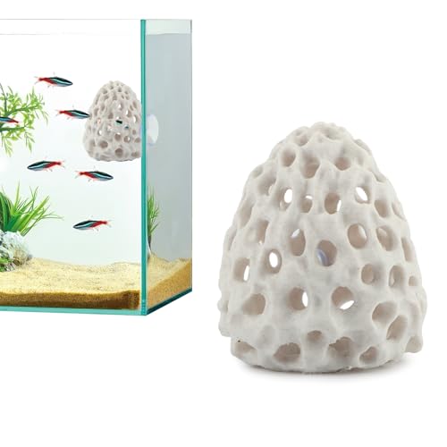 Shrimp Dome Hide Shrimp Hides for Aquarium Bettas Fish Hideout with Suction Cup Aquarium Fish Cave Hideout Bettas Habitat Fishs Tank Tunnel(Color:White)
