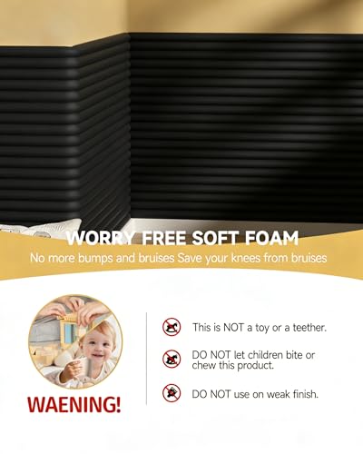Extra Wide Thick Edge Protectors for Baby, Pre-Taped 6.56ft Foam Guard | 7.9''W Corner Protector, 0.47'' Thick Soft Rubber Foam Padding for Fireplace Table Stair Wall, Waterproof, Black