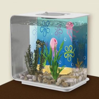 Fish Tank Jellyfish Sticker Decor - 2PCS 16.14 x 12.2 Inches Under the Sea Aquarium Background Stickers Decoration, Removable PVC Cartoon Underwater Beach Fish Tank Terrarium Background Decor S