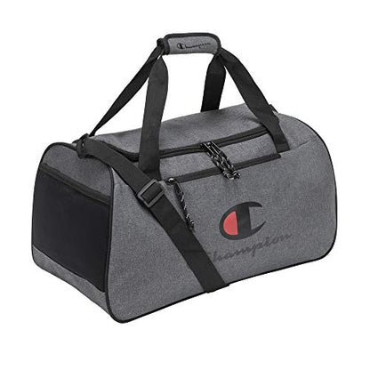Champion Unisex Adult Logo Duffel Bags, Granite Heather/Scarlet, One Size US - color: Granite Heather/Scarlet, size: One Size