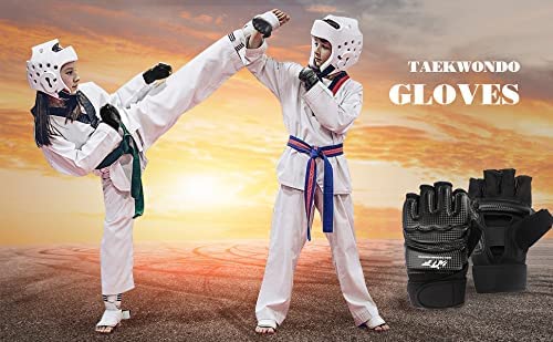 Punch Bag Training Gloves, LangRay MMA Grappling Gloves for Sparring Martial Arts Boxing Training for Adults and Kids - size: Large, style: Taekwondo Black