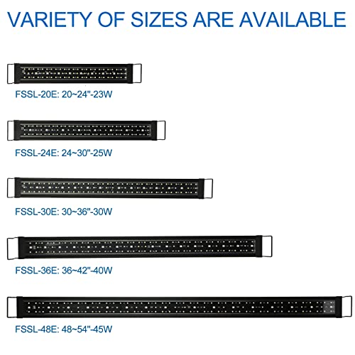 Aquarium LED Light 24 Inch with Timer, 24/7 Cycle, 5 Dimmable Brightness, Sunrise/Sunset Simulation for 10/20/30/55 Gallon Fish Tank - size: 24"-32"