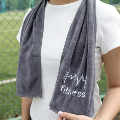 25 * 110cm Ultra-fine Fiber Sports Cooling Towel Men's and Women's Super Soft Fitness Swimming Quick Drying Sports Towel,Dark Gray - color: Dark Gray