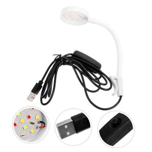 Mikikit Compact Led Aquarium Lamp Clamp Light for Fish Tanks Light for Aquatic Plants Easy to Use USB Powered for Aquariums - color: White