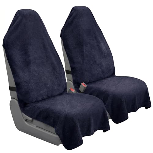 Car Seat Towel Cover, 2pcs Universal Front Seat Protector for Cars, SUVs and Trucks, Sweat Towel Car Seat Cover for Gym, Yoga, Swimming, Pets and Family Travel - color: Black