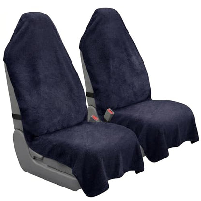 Car Seat Towel Cover, 2pcs Universal Front Seat Protector for Cars, SUVs and Trucks, Sweat Towel Car Seat Cover for Gym, Yoga, Swimming, Pets and Family Travel - color: Black