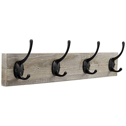 Wall Mounted Coat Rack, Wooden Entryway Vintage Rustic Coat Rack - size: Alloy 4-Hook