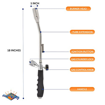 Flame King Propane Gas Blow Torch 20,000 BTU w/Self Igniter, Fire and Charcoal Starter, Weed Burner and more