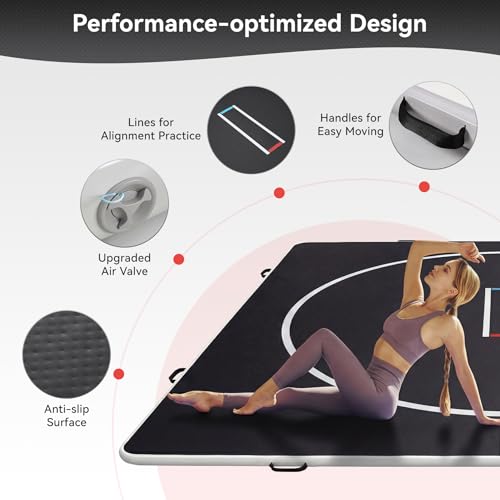 Inflatable Wrestling Mat 13FT x 4IN, PVC Portable Wrestling Mats for Home, 4" Thick Jiu Jitsu Mats with Circles for Wrestling, Martial Arts, Jitsu, BJJ, Boxing, MMA, Judo Indoor Outdoor Use
