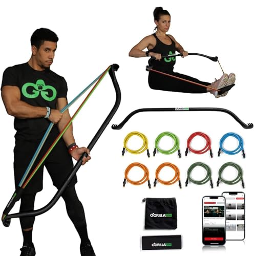 Original All-in-One Portable Home Gym System, Professional-Grade Resistance Band Bar for Strength Training, HIIT & Full Body Workouts, Resistance training system for Home, Travel & Outdoor - color: Black, size: 330 lbs