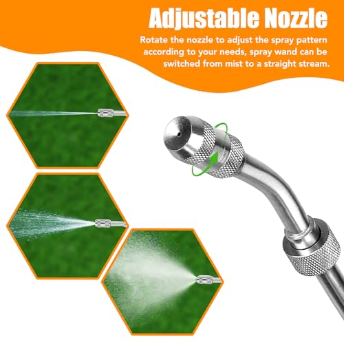28'' Stainless Steel Replacement Sprayer Wand Set, Adjustable Metal Sprayer Wand with 2 Extension Wand & 1 Hose & 4 Gaskets & 2 Hose Connect and 4 Quick Connect, Leak-Proof & Ideal for Yard
