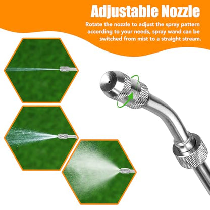 28'' Stainless Steel Replacement Sprayer Wand Set, Adjustable Metal Sprayer Wand with 2 Extension Wand & 1 Hose & 4 Gaskets & 2 Hose Connect and 4 Quick Connect, Leak-Proof & Ideal for Yard