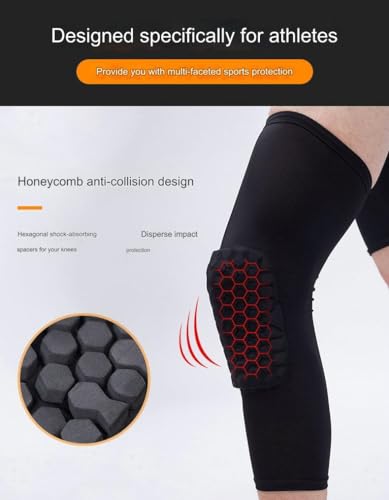 BaronHong Hex Knee Sleeve Compression Pads Knee Pads Wrestling Brace Leg Honeycomb Pad for Volleyball Basketball Adult Youth - color: Black, size: Medium
