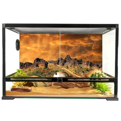 YongFoto Polyester Mexican Desert Sand Land Photography Background Desert View Cactus Green Bush Shrub Rocky Photo Backdrop 72x16 inches Dragon Tank Reptile Habitat Background Poster - color: Yellow-3, size: 72x16 IN