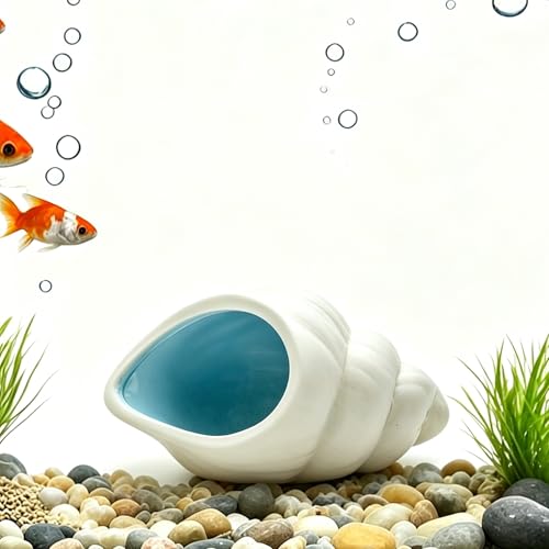 Ceramic Conch Betta Tank Decor,Beach-Themed Aquarium Hideout | For Bettas, Axolotls, Shrimp & Hamsters,Easy to Clean,Fits Small/Medium Tanks/Cages,or Decorative desktop jewelry organizer
