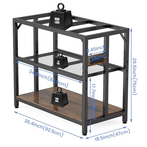 40 Gallon Fish Tank Stand with Power Outlets and Adjustable Shelf, 660LBS Capacity Metal Aquarium Stand for Turtle Tank, Reptile Terrarium and Breeder Tank, Suitable for Home Office, Rustic Brown - color: Rustic Brown