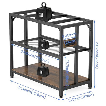 40 Gallon Fish Tank Stand with Power Outlets and Adjustable Shelf, 660LBS Capacity Metal Aquarium Stand for Turtle Tank, Reptile Terrarium and Breeder Tank, Suitable for Home Office, Rustic Brown - color: Rustic Brown