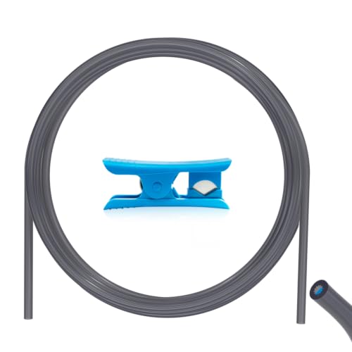 Upgraded PTFE Tube Kit 5M, Low-Resistance Star-Shaped Inner Channel Teflon Tube ID 2.5mm OD 4mm for 1.75mm Filament, with Tubing Cutter, for Bambu lab AMS - color: Grey