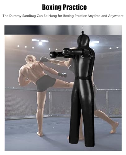 DYK&NX Hanging Grappling Dummy, Judo Punching Bag Dummy, MMA Dummy, Standing Sitting Laying Throwing, 185cm Life-Size, for Martial Arts Boxing Karate Multiple Training, UNFILLED
