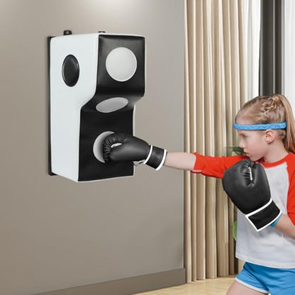 Wall Mount Punching Bag – Space-Saving Boxing Training Equipment for Hooks, Uppercuts & More (15.7x11.8x27.5in) - Durable PU, EVA, Steel Design for Home Gym - color: White