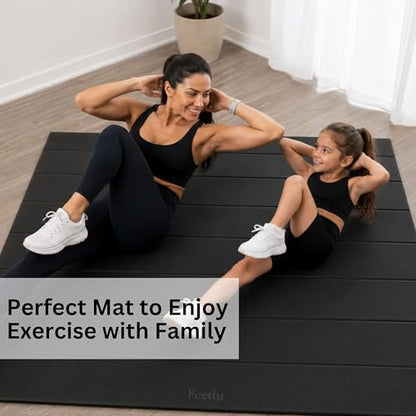 Extra Wide & Large Foldable Yoga Mat, 72" x 48", 6mm/8mm Thick - color: Black, size: 48" x 72" x 1/3"