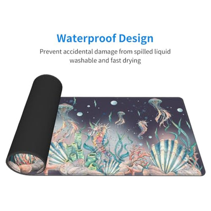 Jellyfish Mouse Pad XL Large Mousepad Non Slip Rubber Base Desk Mat for Laptop Computer Gaming 31.5" X 12" - color: Jellyfish