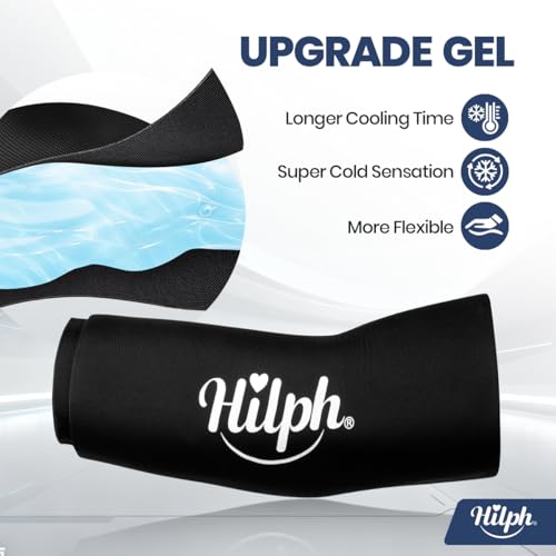 Hilph Elbow Ice Sleeve Arm Ice Packs for Injuries Reusable, Flexible Gel Cold Compression Sleeve for Tennis Elbow, Golfers, Tendinitis Pain Relief, Small, Black - size: Small, style: Black