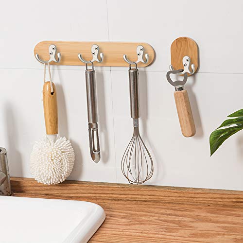 IBosins 20 Pack Silvery Double Prong Coat Hooks Wall Mounted with 40 Screws - color: 20 Pcs Silvery