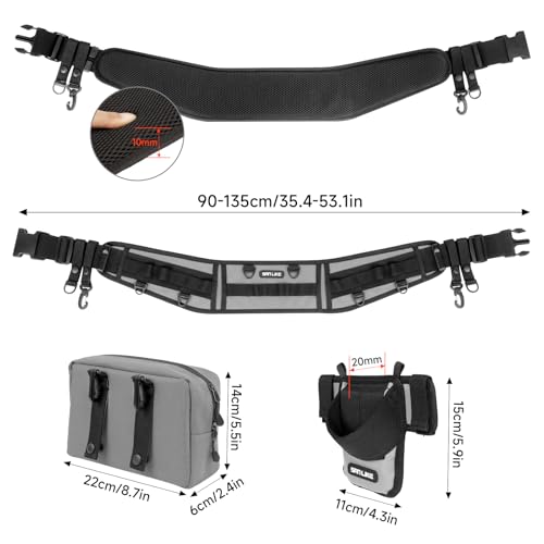 SANLIKE Fishing Belt Rod Holder Wading Fly Fishing Belt Kit Adjustable Fighting Waist Belt with Detachable Tackle Bag, Belly Rod Holder, Multi-Hook Design, Fishermen Tackle for Saltwater Surf
