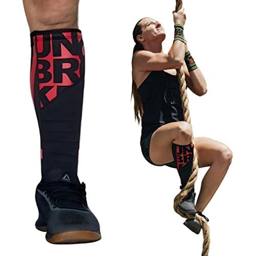 UNBROKENSHOP Shin Sleeves Pro Red 7mm Neoprene, Weightlifting, Deadlift, Rope Climb, Box Jumps for Men and Women, Single - size: Large-X-Large
