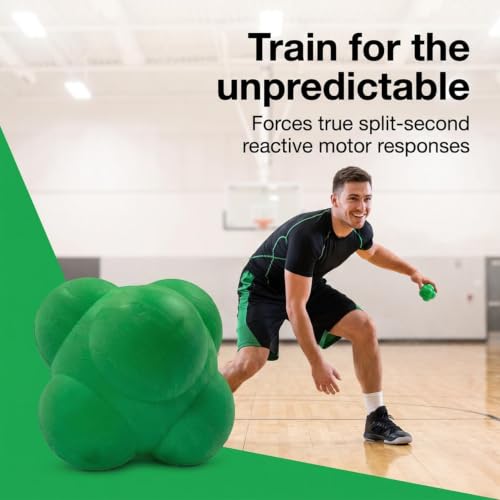 Agility Bounce Reaction Ball, Rubber Six Knob Reflex Trainer - color: Green