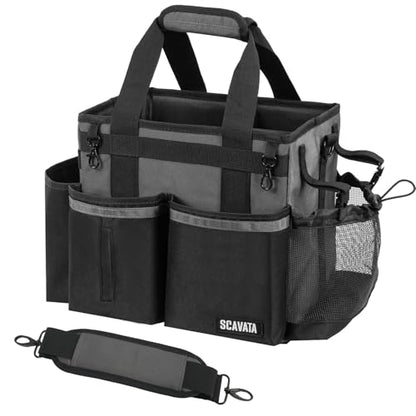 Compact Wearable Cleaning Caddy, Small Cleaning Caddy Supplies Organizer with Handle & Shoulder Straps for Housekeepers, Under Sink & Car Cleaning Tool Organizers Bag (DarkGrey) - color: DarkGrey