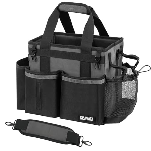 Compact Wearable Cleaning Caddy, Small Cleaning Caddy Supplies Organizer with Handle & Shoulder Straps for Housekeepers, Under Sink & Car Cleaning Tool Organizers Bag (DarkGrey) - color: DarkGrey