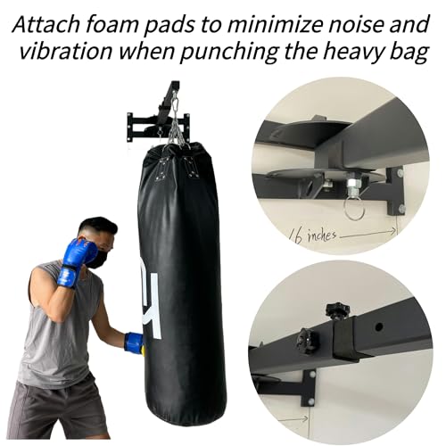 Wall Studs Mount Heavy Punching Bag Hanger Minimize Noise and Vibration Space-Saving Design Heavy Duty Construction for Boxing, Muay Thai and MMA Training