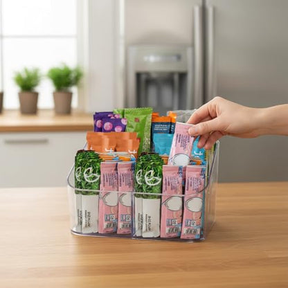 Drink Packet Organizer, Powdered Drink Mix,Powder Packet,Acrylic Water Flavor Packet Organization Container with Removable Dividers for Storage Bins for Kitchen Cabinet, Pantry,Office - size: Large