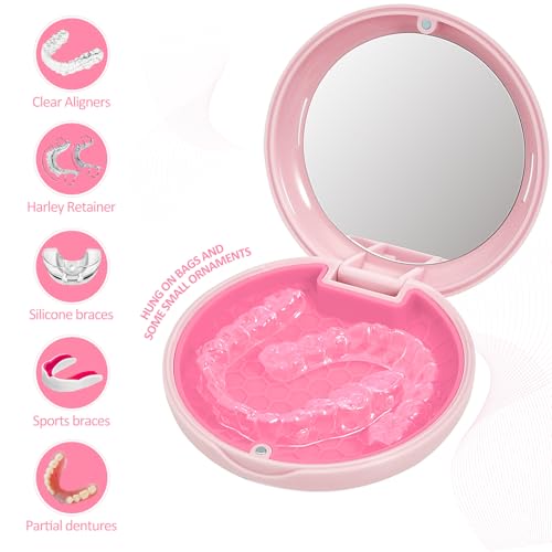 Orthodontic Retainer Case Aligner Mouth Guard Storage Box,Opaque Pink - color: Opaque Pink