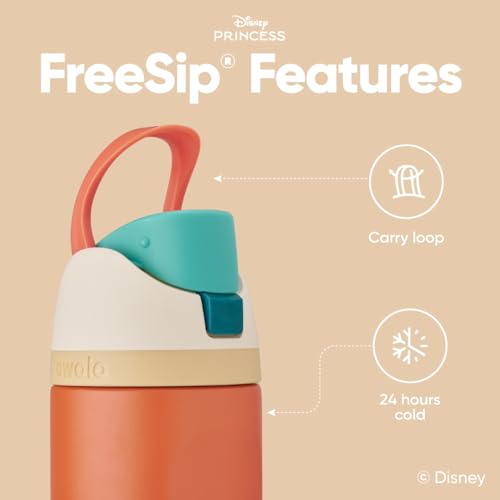 Owala Princess FreeSip Stainless Steel Water Bottle 24 oz Moana - color: Moana, size: 24 Ounces