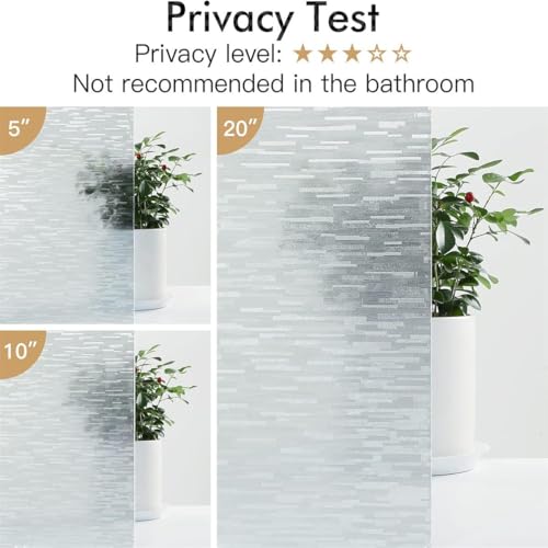 Window Privacy Film, Frosted Glass Static Cling Sun Heat Blocking Window Clings, Frosting Opaque Coverings, Vinyl Removable Stickers Tint for Home Door Office, Non Adhesive 11.8" x 39.4"