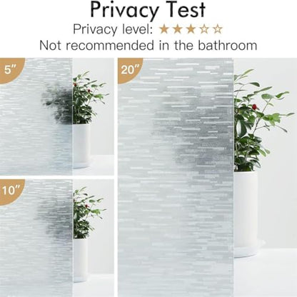 Window Privacy Film, Frosted Glass Static Cling Sun Heat Blocking Window Clings, Frosting Opaque Coverings, Vinyl Removable Stickers Tint for Home Door Office, Non Adhesive 11.8" x 39.4"