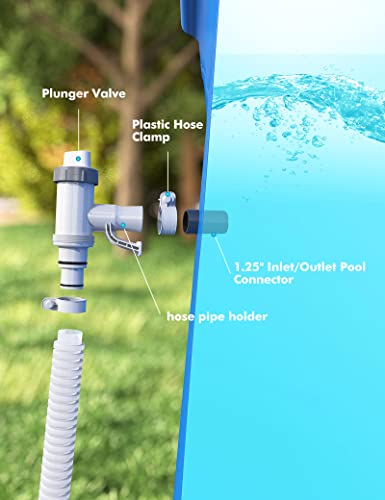 【PATENTED】MASCARRY Above Ground Swimming Pool Hose Adapter with Plunger Valve and Pipe Holder - Replacement Parts for Pool Pump System (1 Pack) - style: 1 PACK
