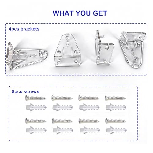2 Inch Hold Down Brackets, Clear Plastic Blinds Bottom Rail Hold Clips Replacement Blind Parts with Install Screws for Horizontal Blinds Shades Window Doors (4 Pack )
