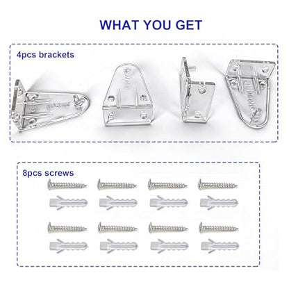 2 Inch Hold Down Brackets, Clear Plastic Blinds Bottom Rail Hold Clips Replacement Blind Parts with Install Screws for Horizontal Blinds Shades Window Doors (4 Pack )