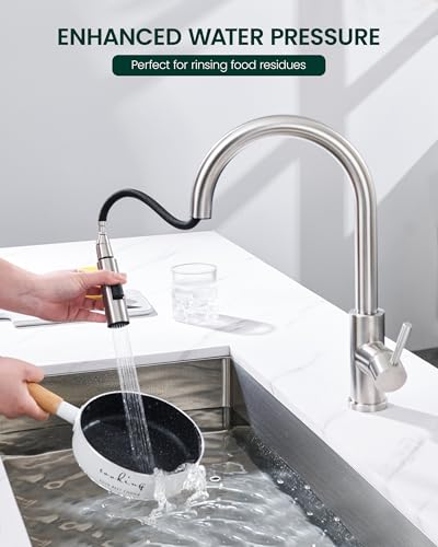 Metal Kitchen Faucet Head Replacement, 2-Mode Pull Down Kitchen Faucet Spray Head with 15 Adapters, High Pressure Sink Sprayer Nozzle Stainless Steel, Brushed Nickel - color: Brushed Nickel