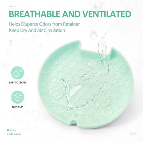 Orthodontic Retainer Case Aligner Mouth Guard Storage Box,White Green - color: White Green