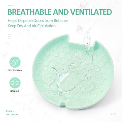 Orthodontic Retainer Case Aligner Mouth Guard Storage Box,White Green - color: White Green