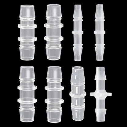 Plastic Hose Barb Fitting, Hose Fitting Adapter for Air Water Fuel 3/16" x 3/16", 1/4" x 1/4", 3/8" x 3/8", 1/2" x 1/2", 5/8" x 5/8" 8Pcs