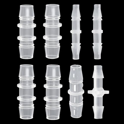 Plastic Hose Barb Fitting, Hose Fitting Adapter for Air Water Fuel 3/16" x 3/16", 1/4" x 1/4", 3/8" x 3/8", 1/2" x 1/2", 5/8" x 5/8" 8Pcs