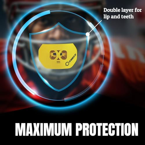 O Shield Core Football Mouth Guard, Detachable Strap - color: Yellow / Gold