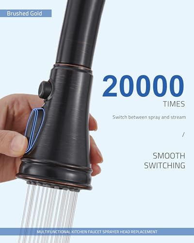 Kitchen Faucet Replacement Spray Head - with 15 Adapters, Pull Down Faucet Sprayer with 3-Function Nozzle, Oil-Rubbed Bronze, Kitchen Sink Faucet Head Replacement