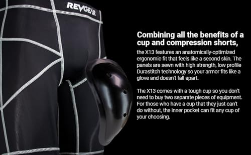 Revgear X13 Compression Shorts & Cup: Ideal Mens Prot, Mens Gym, Running - size: Medium